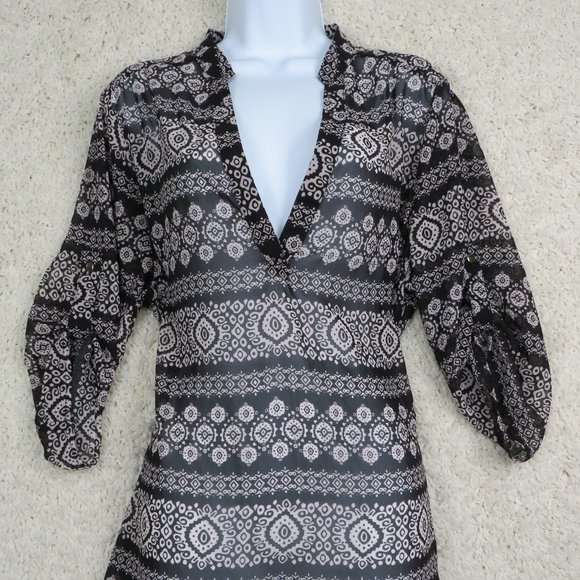 Bluebell* Women's 3/4 Sleeve High/Low Curved Hem V-Neck Blouse Size ~ 2XL‎ - Picture 2 of 11